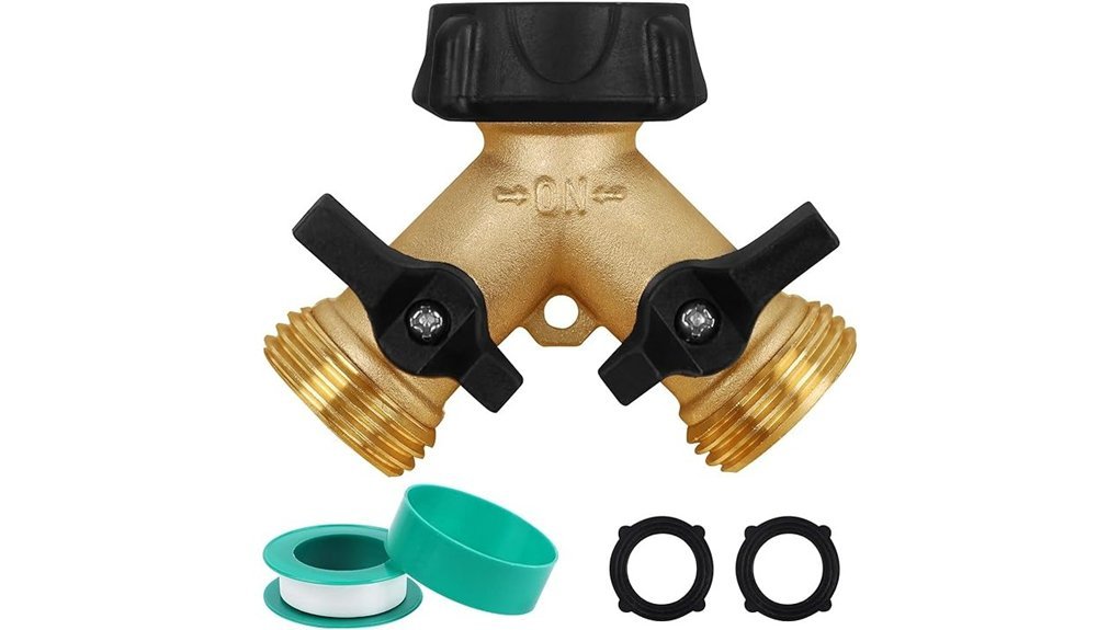 brass garden hose splitter