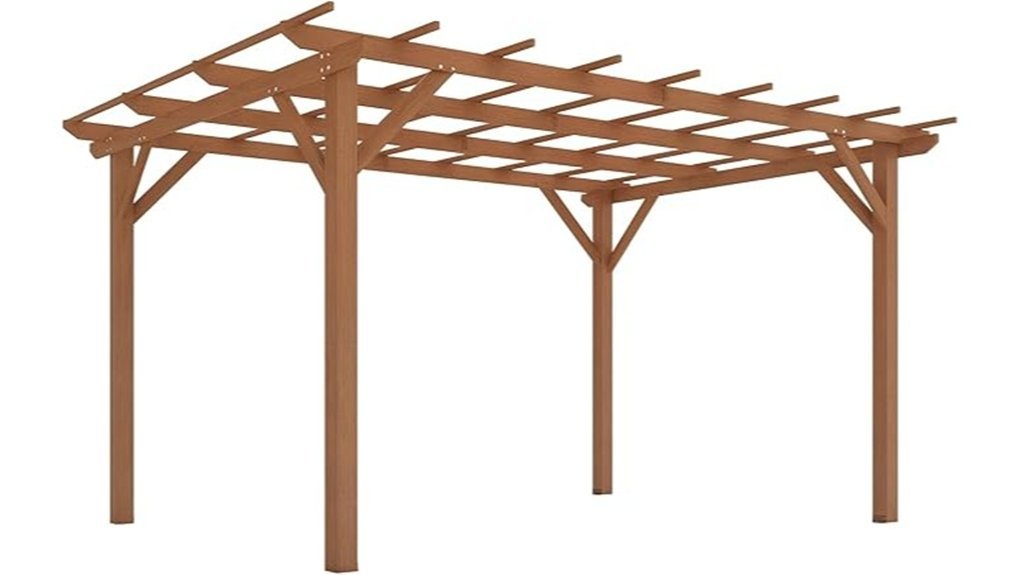 dark brown wood pergola