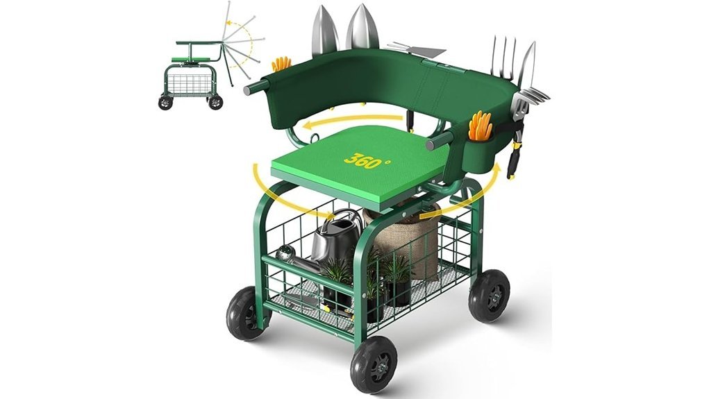 mobile garden seat storage