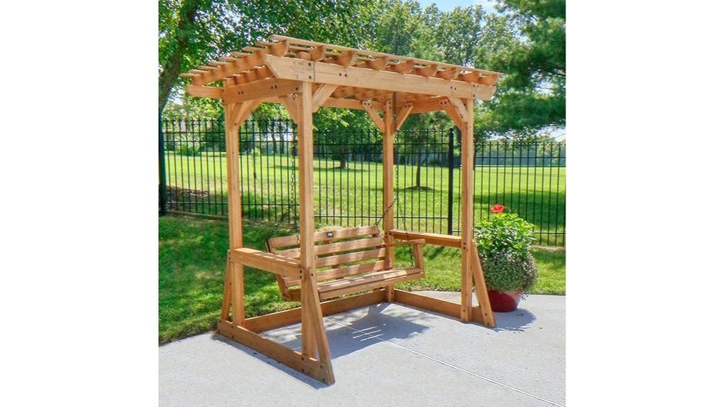outdoor swing bench pergola