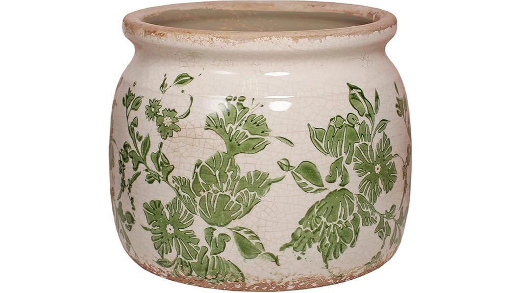 tuscan ceramic planter with drainage