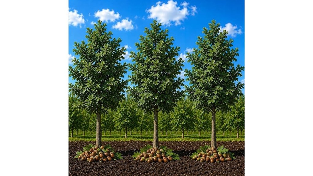 bur oak sapling trio