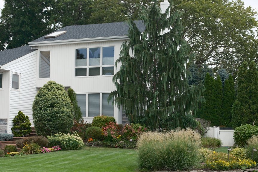 curb enhancing front yard bushes
