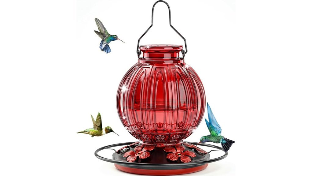 elegant glass hummingbird feeder