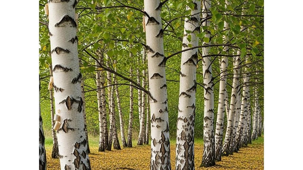 five live paper birches