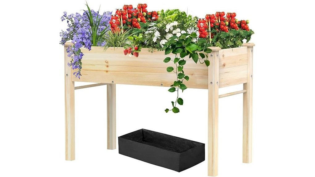 legged elevated wooden planter