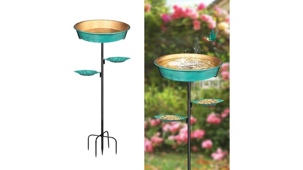 metal leaf bowl birdbath