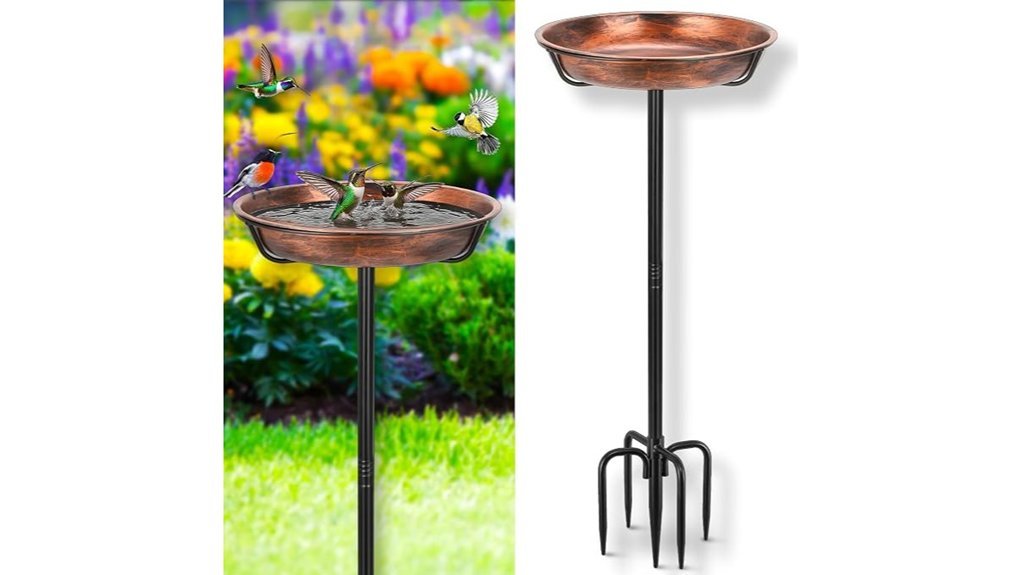 outdoor metal bird bath
