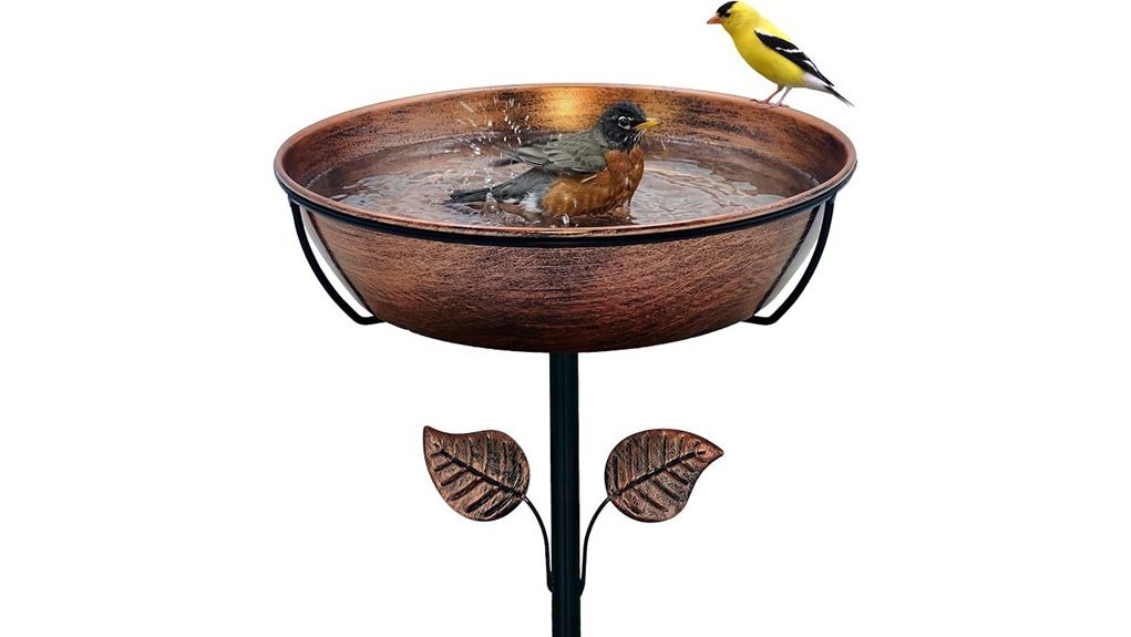 outdoor metal bird bath