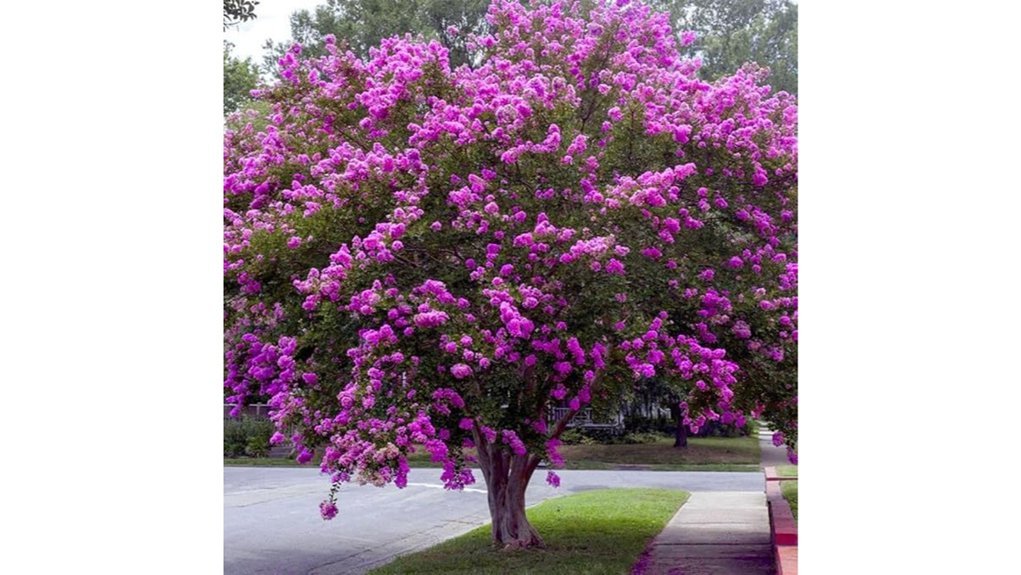 purple flowered crape myrtle tree