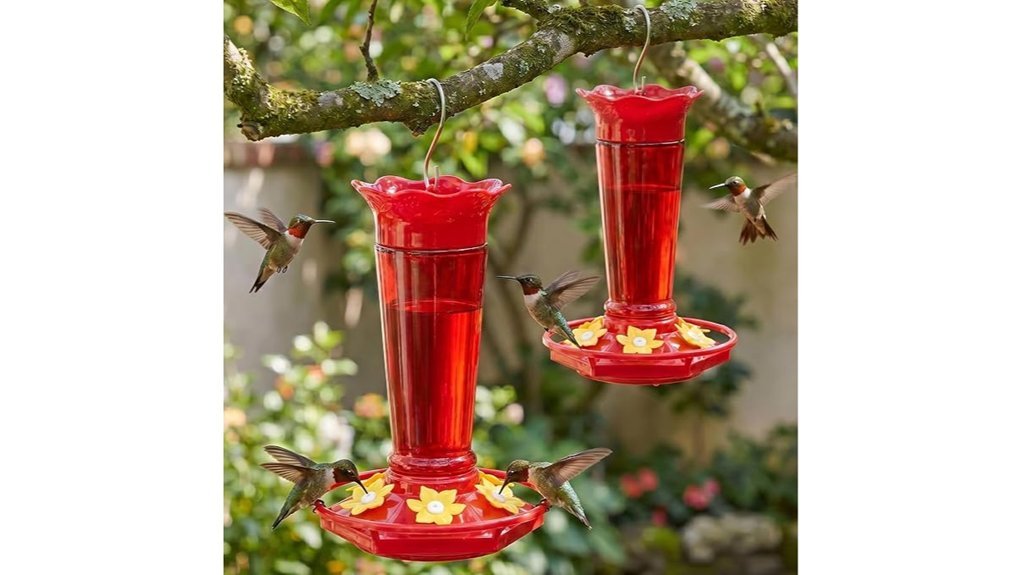 red glass hummingbird feeders