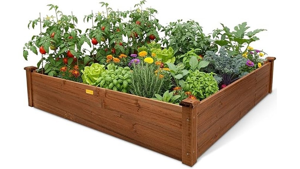 wooden raised garden bed